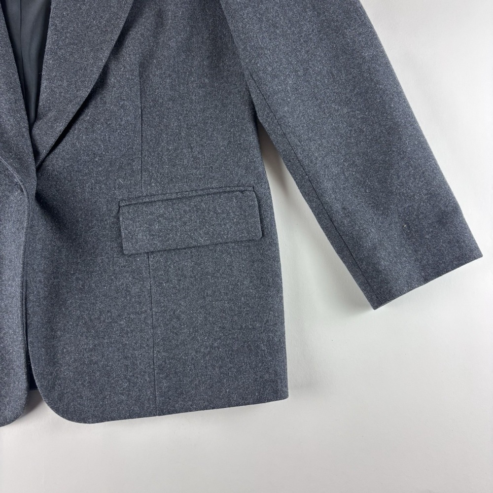 VTG Pendleton Women's Size 12 Gray 100% Wool Blazer Jacket Career One Button - Picture 3 of 12
